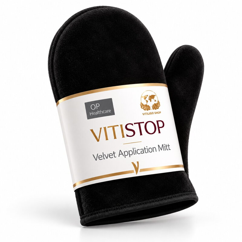 Vitistop Samt-Applikationshandschuh für Selbstbräuner und Vitiligo-Camouflage